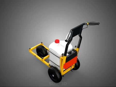TRI 3 THREE WHEEL CART PAINT SIDE SPRAYER LINE MARKING MACHINE 3D Model