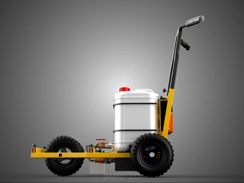 TRI 3 THREE WHEEL CART PAINT SIDE SPRAYER LINE MARKING MACHINE 3D Model