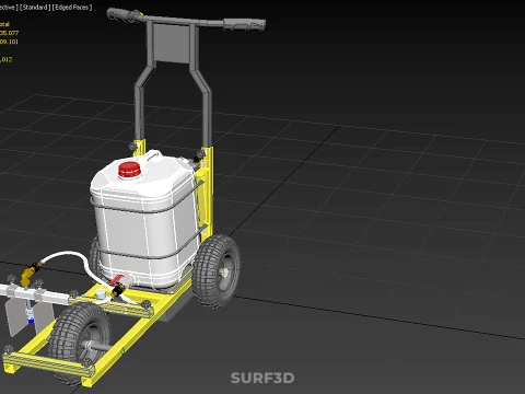 TRI 3 THREE WHEEL CART PAINT SIDE SPRAYER LINE MARKING MACHINE 3D Model