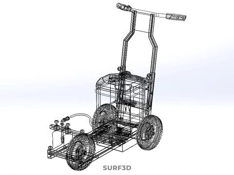 TRI 3 THREE WHEEL CART PAINT SIDE SPRAYER LINE MARKING MACHINE 3D Model