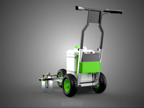 ELECTRIC TROLLEY HANDCART PAINTING SPRAYING LINE MARKER MACHINE 3D Model