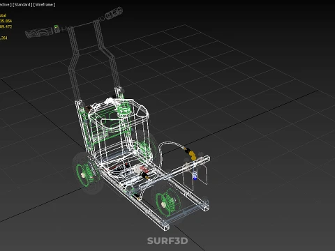 ELECTRIC TROLLEY HANDCART PAINTING SPRAYING LINE MARKER MACHINE 3D Model