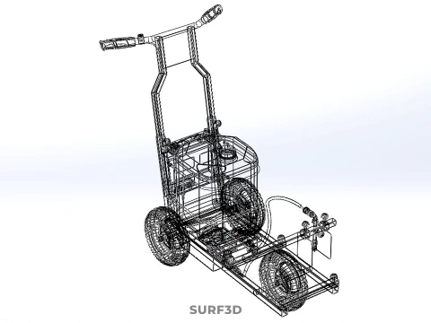 ELECTRIC TROLLEY HANDCART PAINTING SPRAYING LINE MARKER MACHINE 3D Model