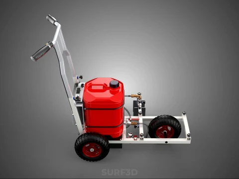 STANDARD PUSH ROLLING CART PAINT SPRAYING LINE MARKING MACHINE 3D Model