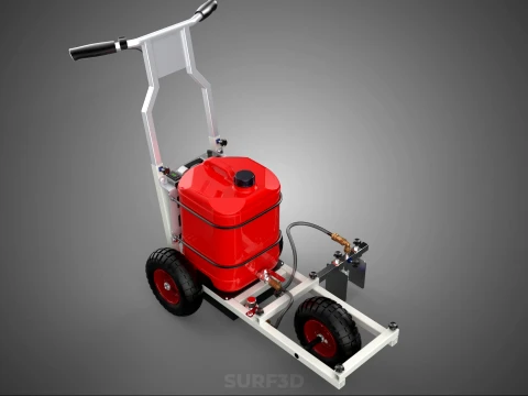 STANDARD PUSH ROLLING CART PAINT SPRAYING LINE MARKING MACHINE 3D Model