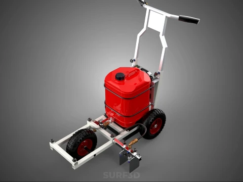 STANDARD PUSH ROLLING CART PAINT SPRAYING LINE MARKING MACHINE 3D Model