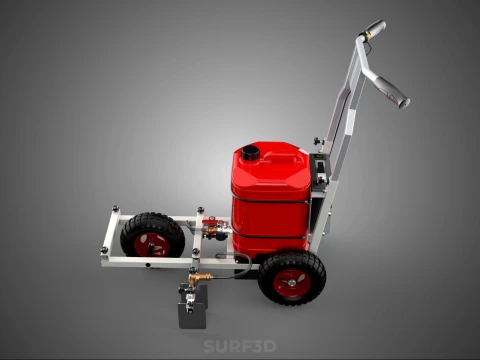 STANDARD PUSH ROLLING CART PAINT SPRAYING LINE MARKING MACHINE 3D Model
