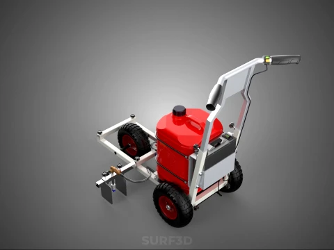 STANDARD PUSH ROLLING CART PAINT SPRAYING LINE MARKING MACHINE 3D Model