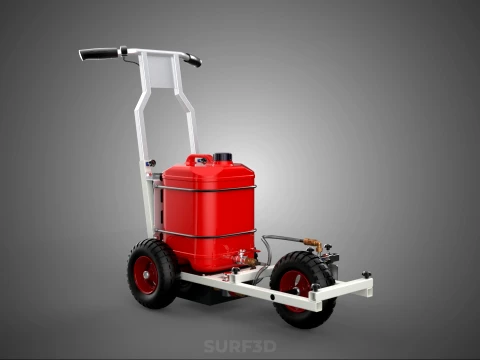 STANDARD PUSH ROLLING CART PAINT SPRAYING LINE MARKING MACHINE 3D Model