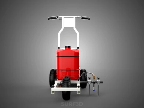 STANDARD PUSH ROLLING CART PAINT SPRAYING LINE MARKING MACHINE 3D Model