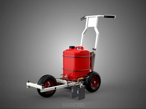 STANDARD PUSH ROLLING CART PAINT SPRAYING LINE MARKING MACHINE 3D Model