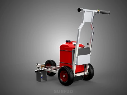 STANDARD PUSH ROLLING CART PAINT SPRAYING LINE MARKING MACHINE 3D Model