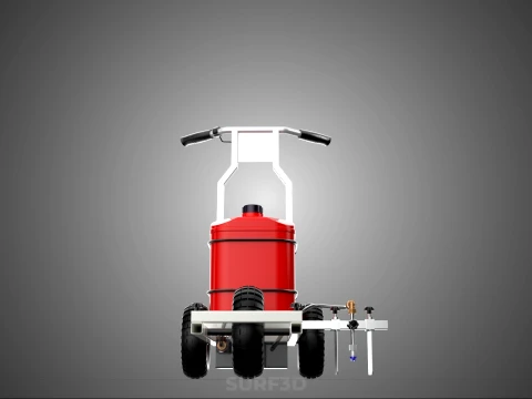 STANDARD PUSH ROLLING CART PAINT SPRAYING LINE MARKING MACHINE 3D Model