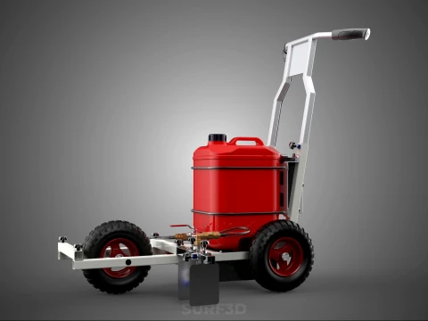 STANDARD PUSH ROLLING CART PAINT SPRAYING LINE MARKING MACHINE 3D Model