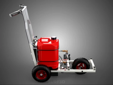 STANDARD PUSH ROLLING CART PAINT SPRAYING LINE MARKING MACHINE 3D Model