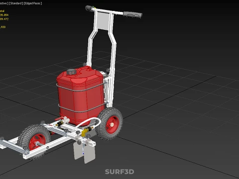 STANDARD PUSH ROLLING CART PAINT SPRAYING LINE MARKING MACHINE 3D Model
