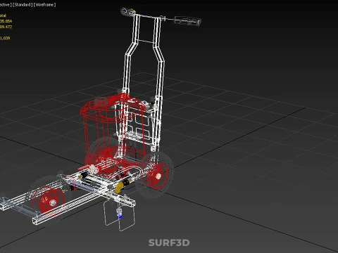 STANDARD PUSH ROLLING CART PAINT SPRAYING LINE MARKING MACHINE 3D Model