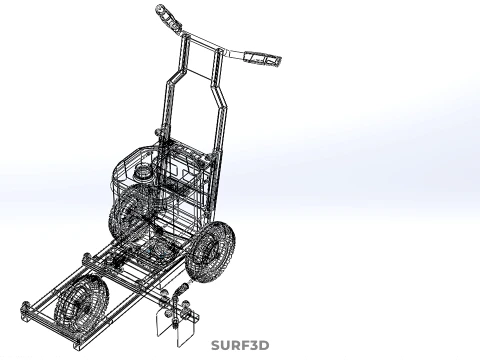 STANDARD PUSH ROLLING CART PAINT SPRAYING LINE MARKING MACHINE 3D Model