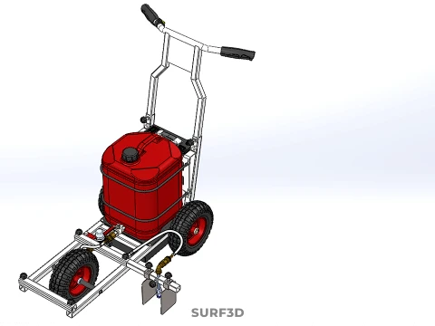 STANDARD PUSH ROLLING CART PAINT SPRAYING LINE MARKING MACHINE 3D Model