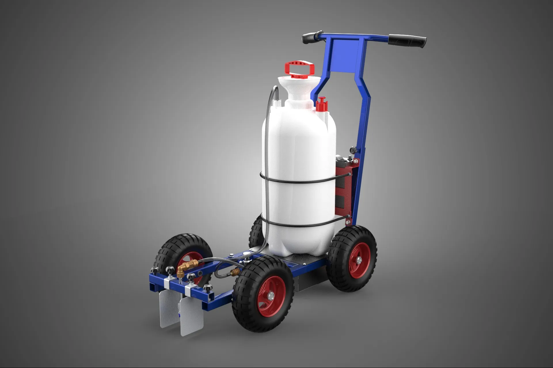 HYBRID MANUAL AUTO HAND PUMP TROLLEY CART LINE MARKING MACHINE 3D Model .c4d .max .obj .3ds .fbx .stl .blend 