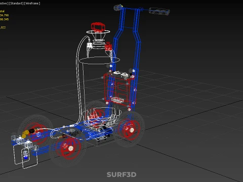 HYBRID MANUAL AUTO HAND PUMP TROLLEY CART LINE MARKING MACHINE 3D Model
