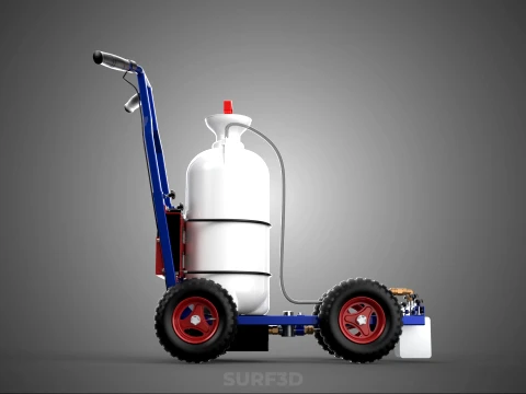 HYBRID MANUAL AUTO HAND PUMP TROLLEY CART LINE MARKING MACHINE 3D Model