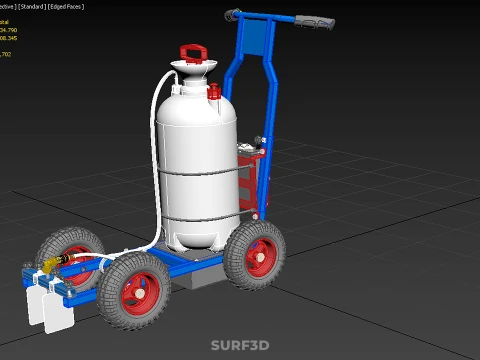 HYBRID MANUAL AUTO HAND PUMP TROLLEY CART LINE MARKING MACHINE 3D Model
