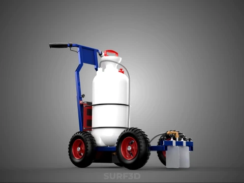 HYBRID MANUAL AUTO HAND PUMP TROLLEY CART LINE MARKING MACHINE 3D Model