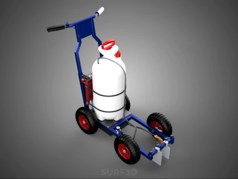 HYBRID MANUAL AUTO HAND PUMP TROLLEY CART LINE MARKING MACHINE 3D Model