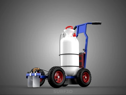 HYBRID MANUAL AUTO HAND PUMP TROLLEY CART LINE MARKING MACHINE 3D Model