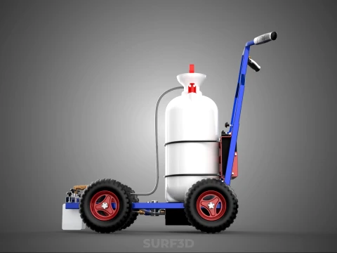 HYBRID MANUAL AUTO HAND PUMP TROLLEY CART LINE MARKING MACHINE 3D Model