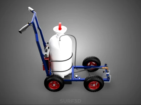HYBRID MANUAL AUTO HAND PUMP TROLLEY CART LINE MARKING MACHINE 3D Model