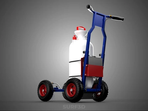 HYBRID MANUAL AUTO HAND PUMP TROLLEY CART LINE MARKING MACHINE 3D Model
