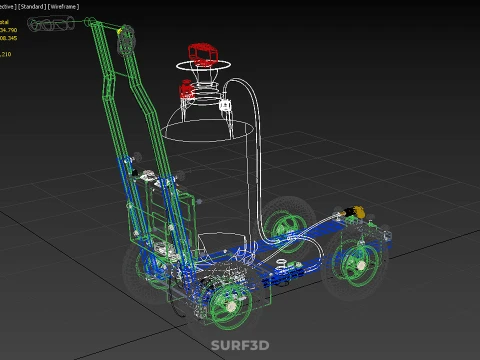 HAND PUMP TROLLEY CART LINE PAINT SPRAYER MARKER PAINTER MACHINE 3D Model