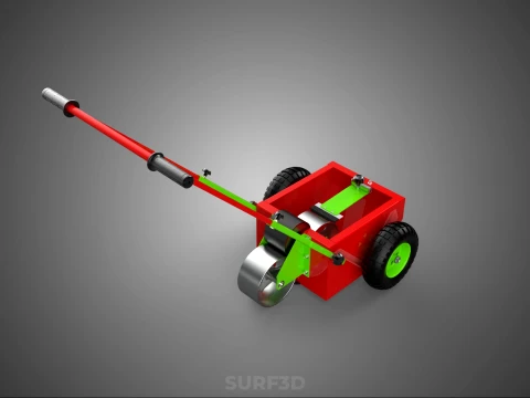 HAND PUSH TROLLEY PITCH LINES MARKER MACHINE THREE ROLLER WHEEL 3D Model