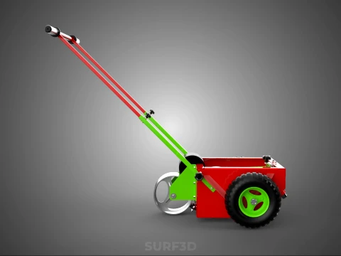 HAND PUSH TROLLEY PITCH LINES MARKER MACHINE THREE ROLLER WHEEL 3D Model