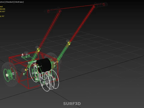 HAND PUSH TROLLEY PITCH LINES MARKER MACHINE THREE ROLLER WHEEL 3D Model