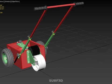 HAND PUSH TROLLEY PITCH LINES MARKER MACHINE THREE ROLLER WHEEL 3D Model