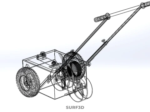 HAND PUSH TROLLEY PITCH LINES MARKER MACHINE THREE ROLLER WHEEL 3D Model