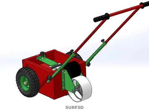 HAND PUSH TROLLEY PITCH LINES MARKER MACHINE THREE ROLLER WHEEL 3D Model