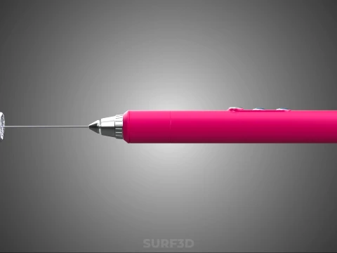 DUAL SPRING WHISK BEATER ELECTRIC MILK FROTHER FOAM MAKER PINK 3D Model