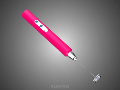 DUAL SPRING WHISK BEATER ELECTRIC MILK FROTHER FOAM MAKER PINK 3D Model