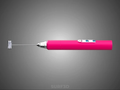 DUAL SPRING WHISK BEATER ELECTRIC MILK FROTHER FOAM MAKER PINK 3D Model