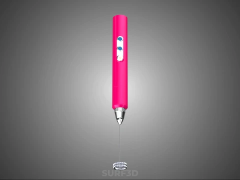 DUAL SPRING WHISK BEATER ELECTRIC MILK FROTHER FOAM MAKER PINK 3D Model