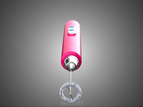 DUAL SPRING WHISK BEATER ELECTRIC MILK FROTHER FOAM MAKER PINK 3D Model
