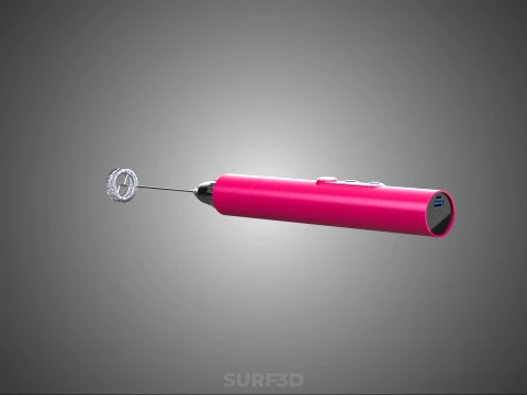 DUAL SPRING WHISK BEATER ELECTRIC MILK FROTHER FOAM MAKER PINK 3D Model