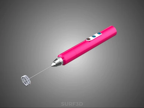 DUAL SPRING WHISK BEATER ELECTRIC MILK FROTHER FOAM MAKER PINK 3D Model