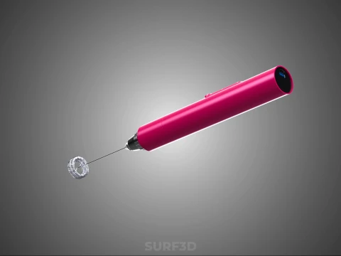 DUAL SPRING WHISK BEATER ELECTRIC MILK FROTHER FOAM MAKER PINK 3D Model