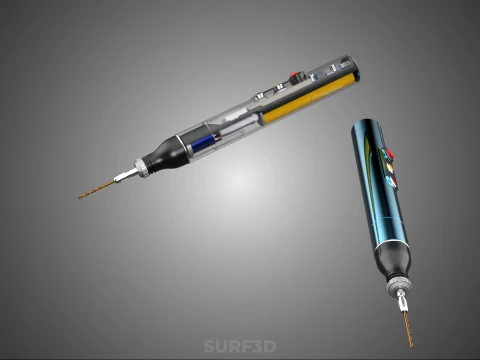 PORTABLE MINI HAND CORDLESS ELECTRIC PEN DRILL BIT POWER BATTERY 3D Model
