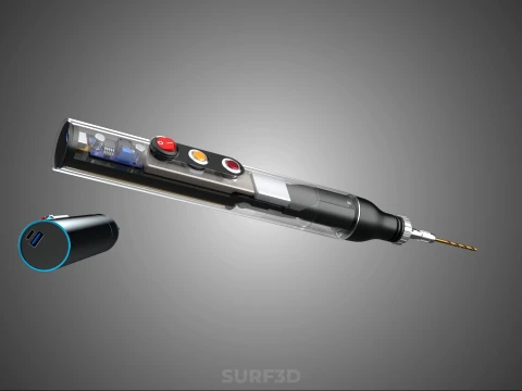 PORTABLE MINI HAND CORDLESS ELECTRIC PEN DRILL BIT POWER BATTERY 3D Model